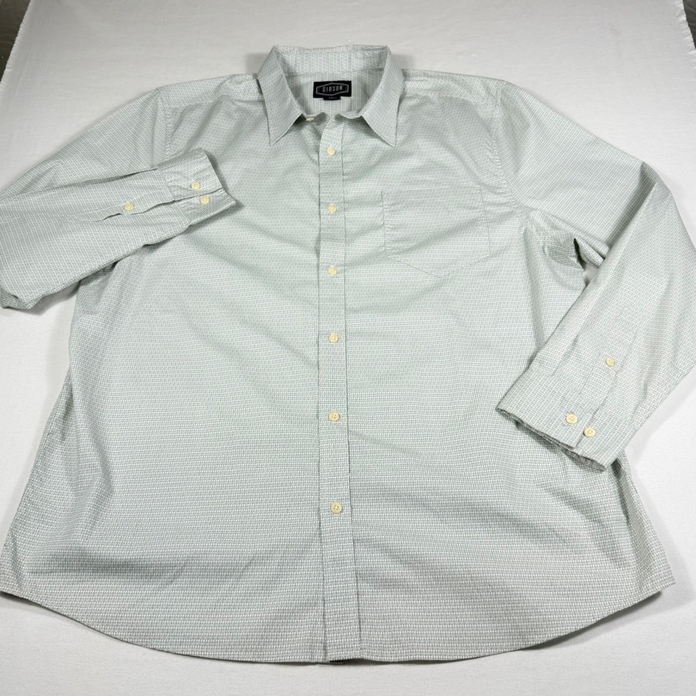 Gibson Trading Company Button Down Shirt XXL Green White Geometric Long Sleeve